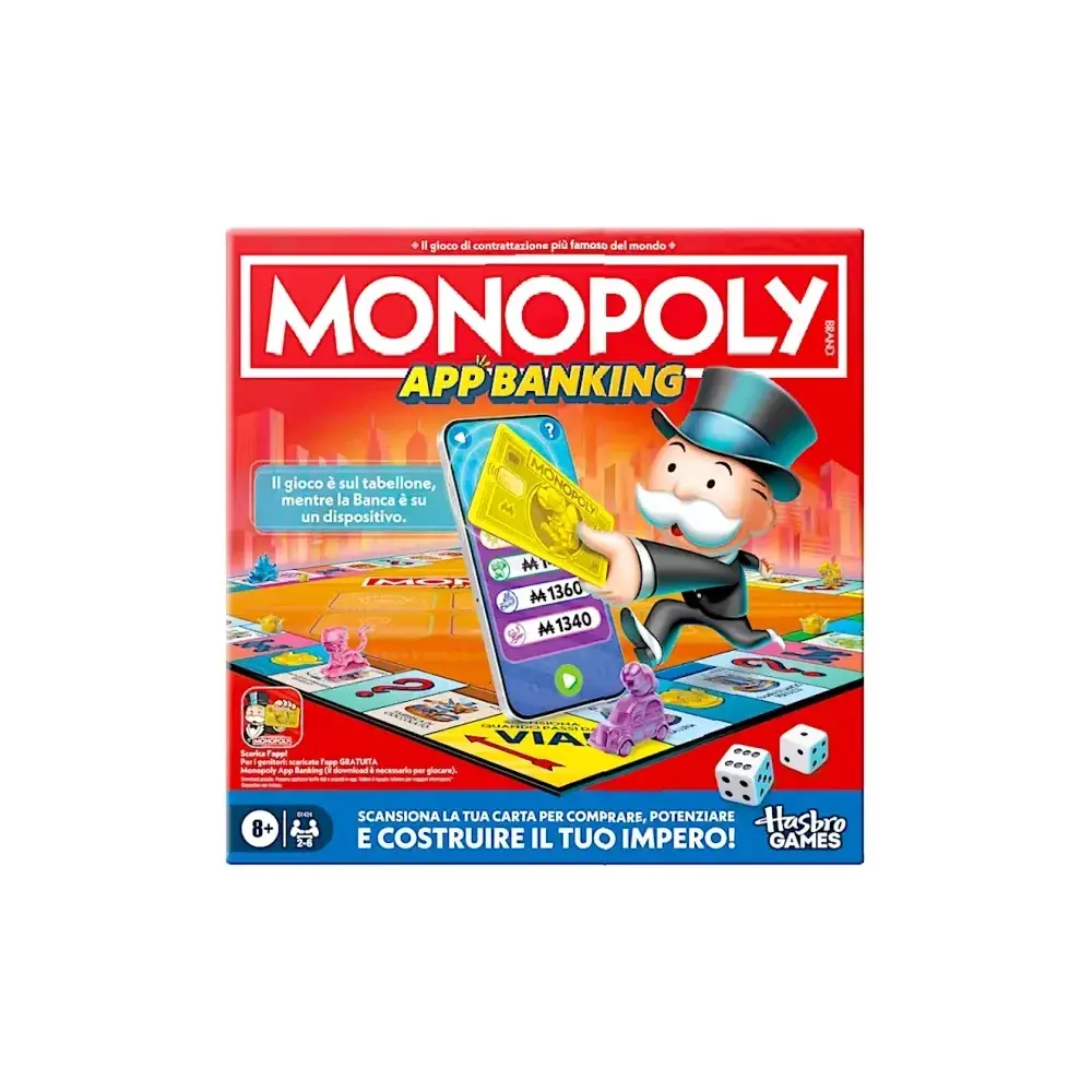 Hasbro Monopoly App Banking G1424 – 6 pedine, AR, 8+