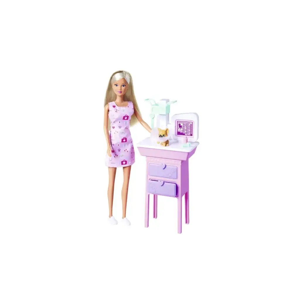 Steffi Love Bambola Veterinaria 29 cm con Tavolo e Cucciolo