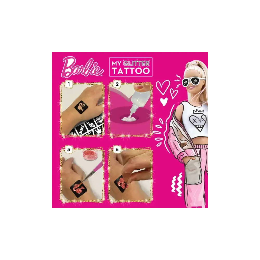 Barbie, My Glitter Tattoo, Kit Creativo, Tatuaggi Bambini, Giochi…