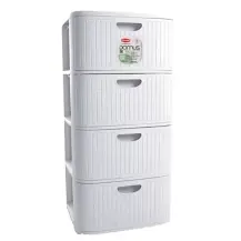 Domus Cassettiera 4 cassetti bianca in plastica rigenerata Stefanplast 90100