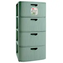 Cassettiera Domus 4 cassetti verde in plastica rigenerata Stefanplast 90102