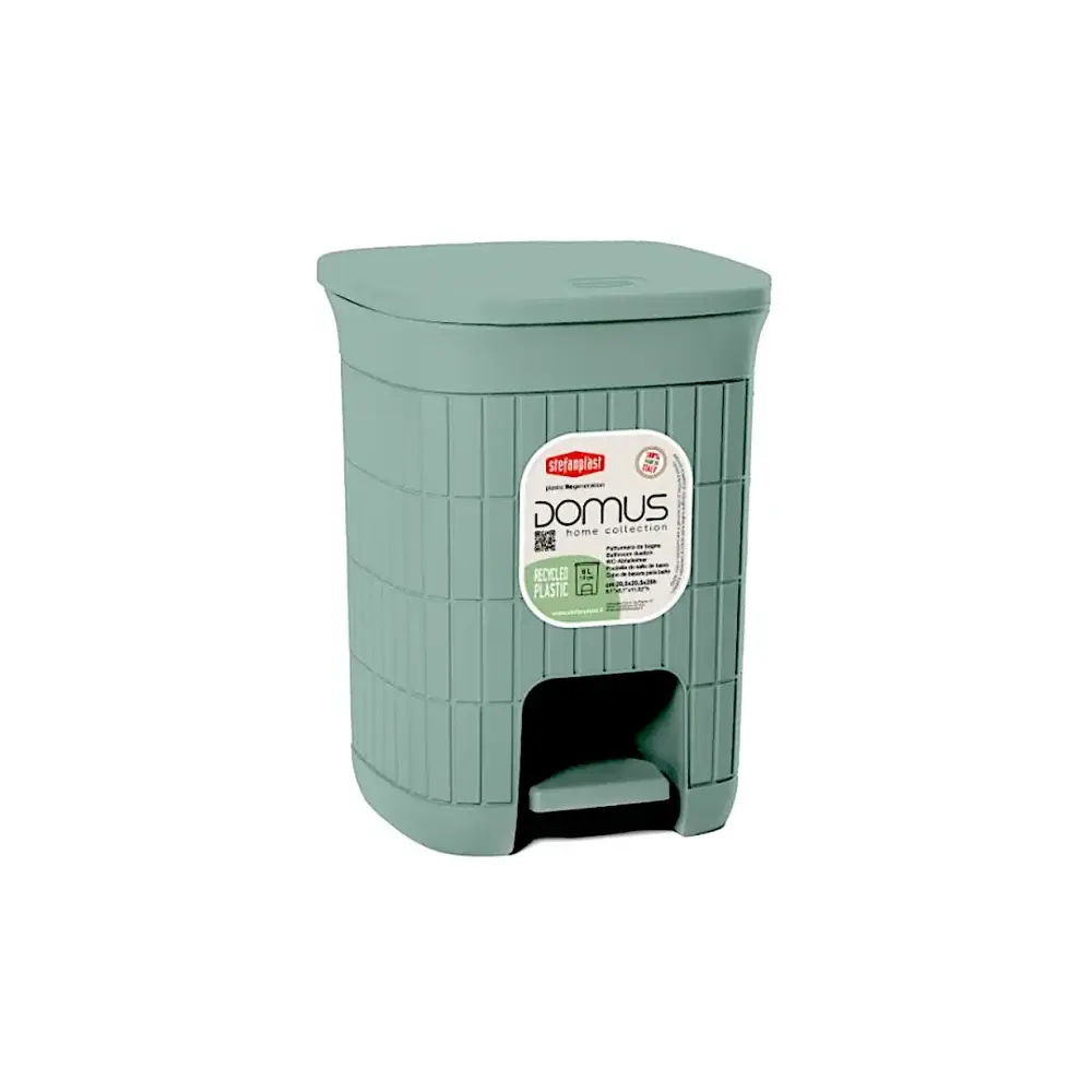 Domus Pattumiera Bagno Verde 6L Plastica Rigenerata Stefanplast 90402