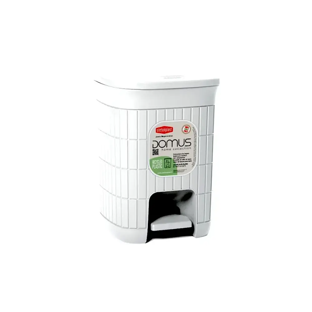 Domus Pattumiera Bagno 6L con Pedale - Plastica Rigenerata Stefanplast 90400