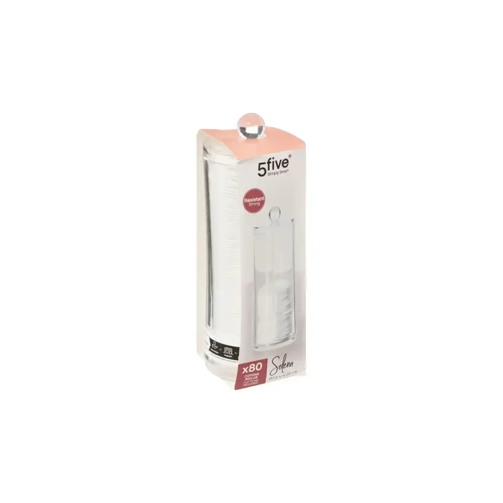 Dispenser Dischetti Cotone 5FIVE 80 Pezzi, 20x7.5 cm