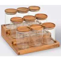 5FIVE Espositore spezie in legno di acacia con 9 barattoli