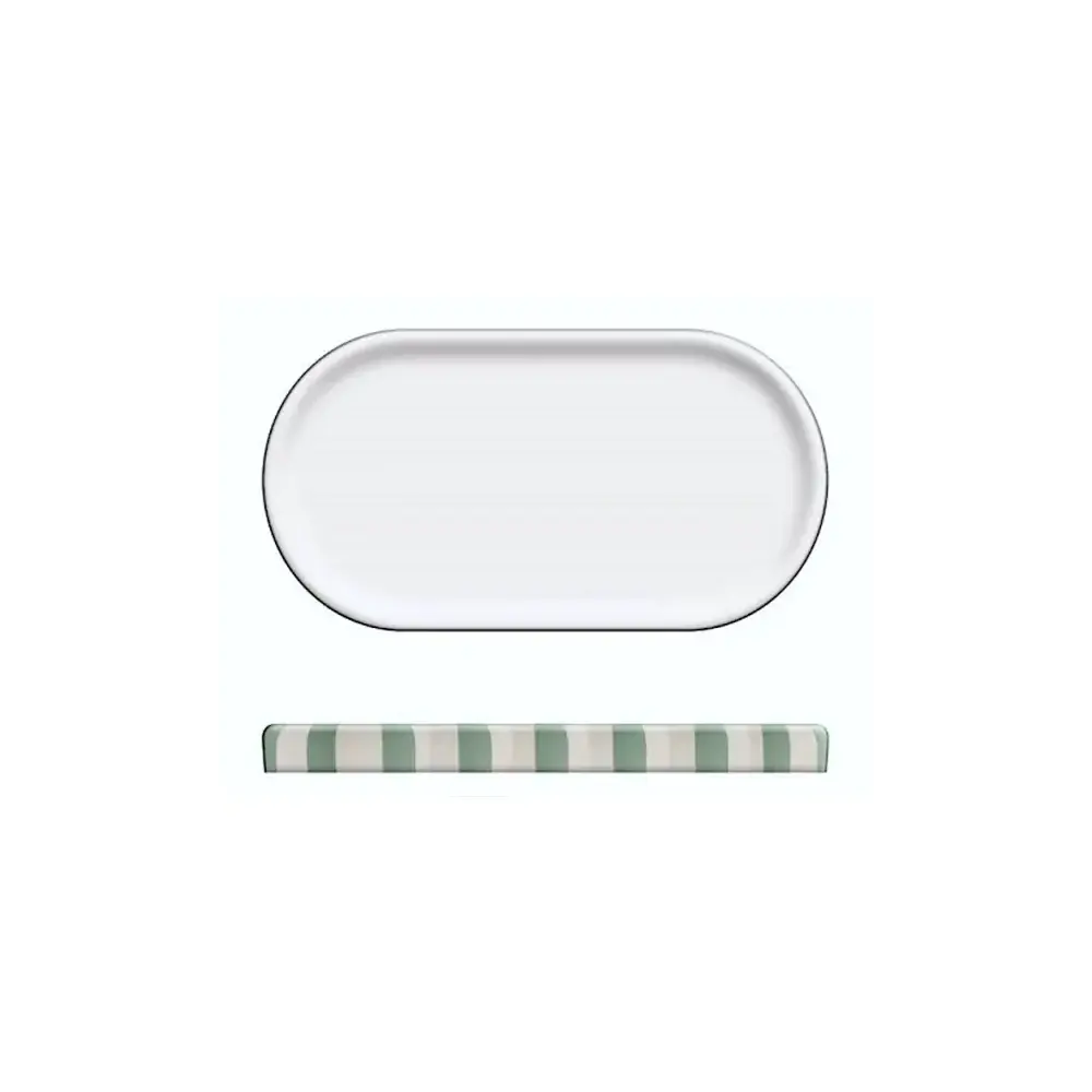 Strio Vassoio bagno in ceramica verde 23x12 cm