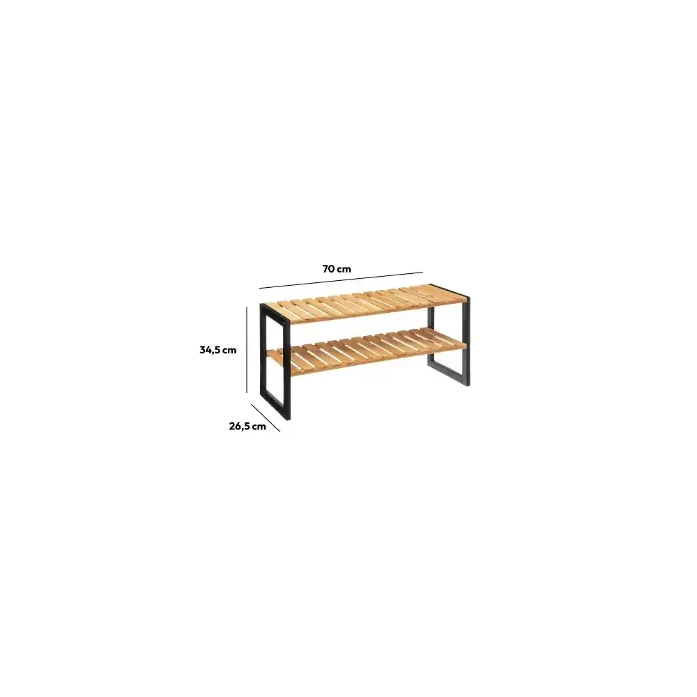 5FIVE Scarpiera Bamboo 2 piani 70x26x35 cm – Capacità 8‑10 paia