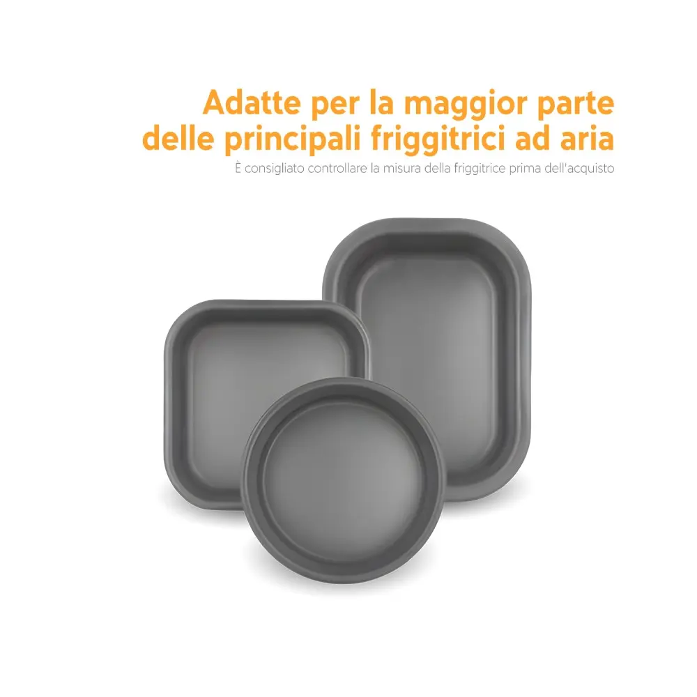 Set 3 teglie AirFry – antiaderente, lavabili, Accademia Mugnano