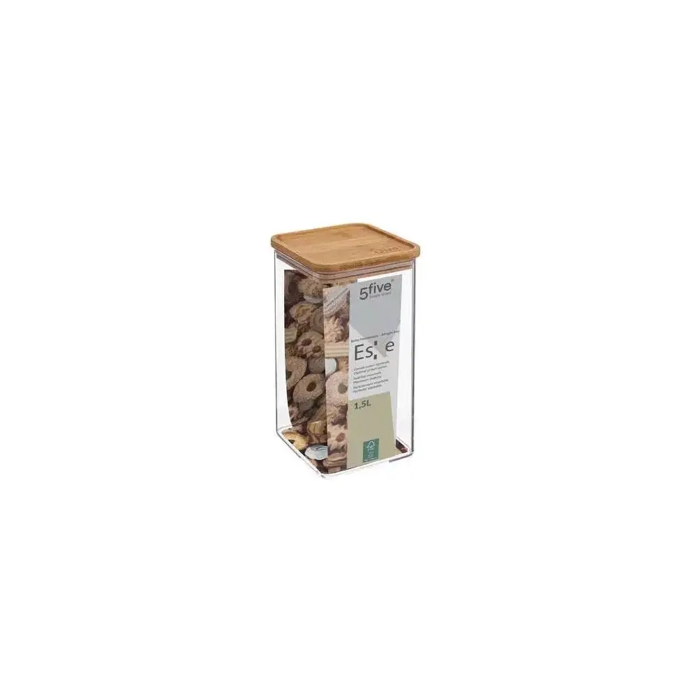 Contenitore Quadrato 1,5 L con Tappo in Bamboo – 5FIVE