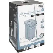 5FIVE Mop con Secchio Strizzatore 2 Scomparti