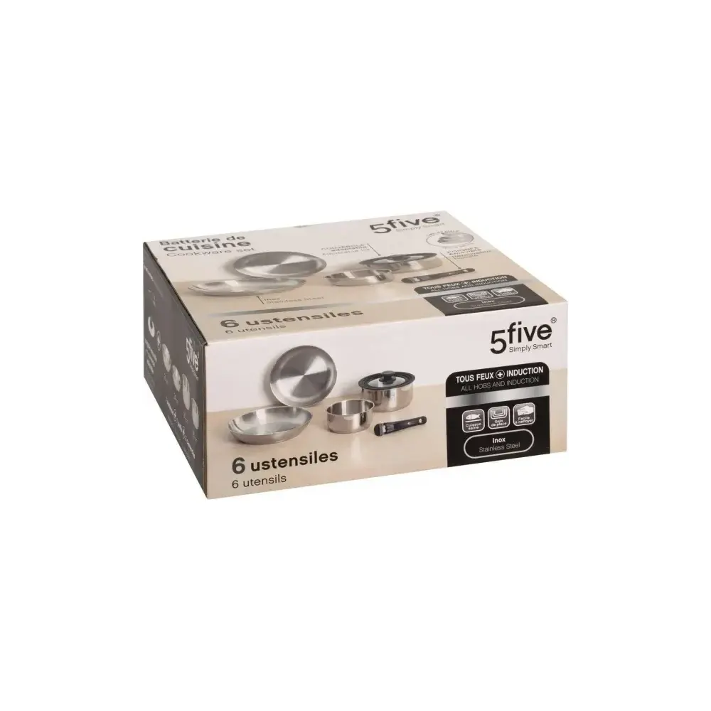 5five simply smart Set Pentole Inox 6 pezzi – Manico removibile