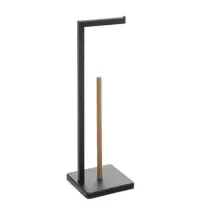 5FIVE Portarotolo Metallo e Bambù Nero 65 cm