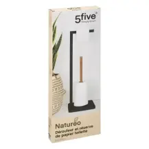 5FIVE Portarotolo Metallo e Bambù Nero 65 cm