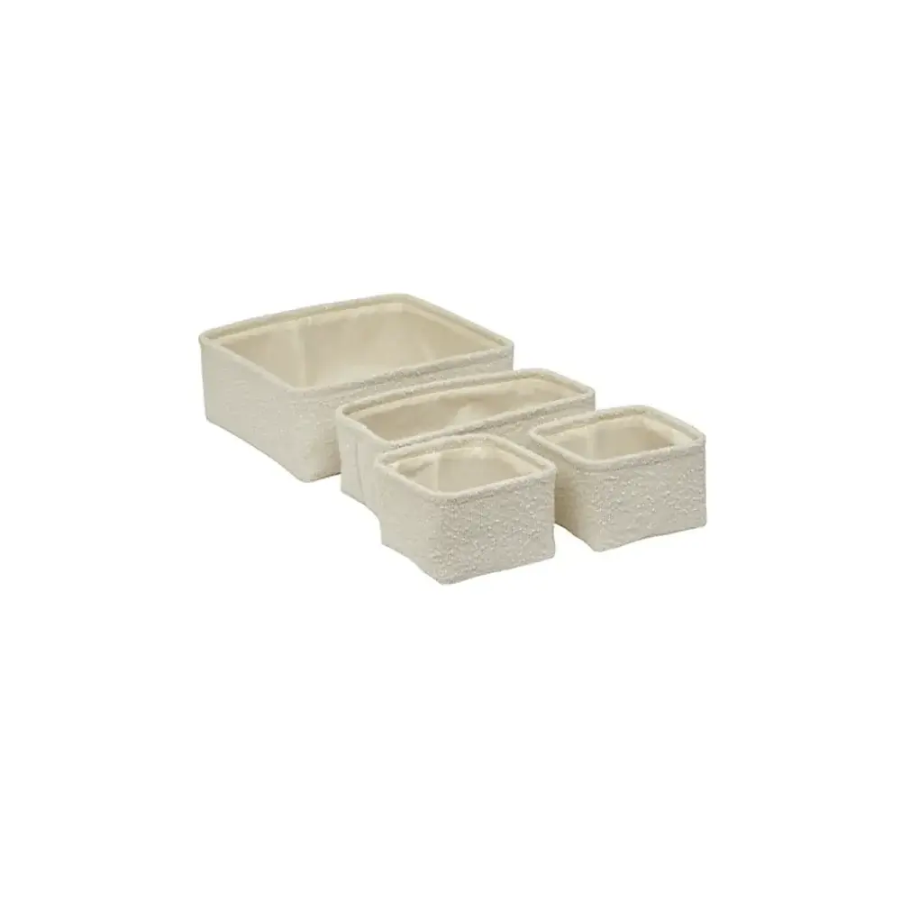 5FIVE Set 4 Cestini Bagno Bianco in Poliestere – 4 pezzi