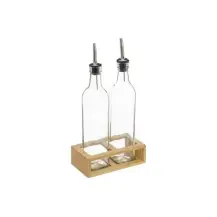 5FIVE Set 2 bottiglie olio aceto con vassoio | Vetro trasparente