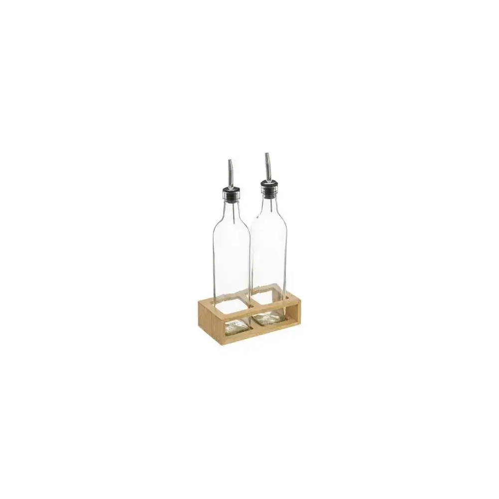5FIVE Set 2 bottiglie olio aceto con vassoio | Vetro trasparente