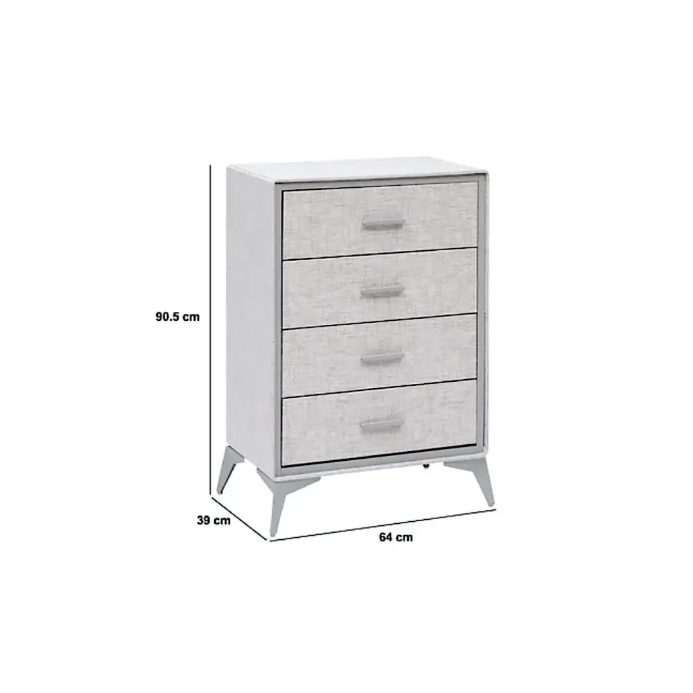 5FIVE Cassettiera Granite 4 Cassetti 64x39x90 cm