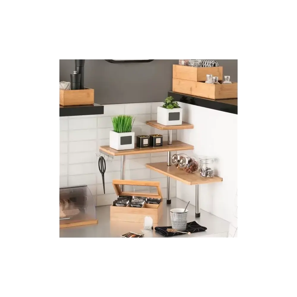 5FIVE Mensola Cucina 111123 in bamboo con 4 ganci