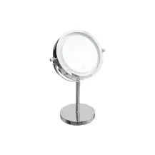 5FIVE Specchio 19 cm con Base Led in Metallo Cromato