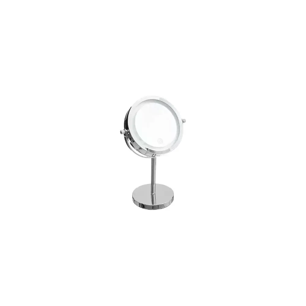 5FIVE Specchio 19 cm con Base Led in Metallo Cromato