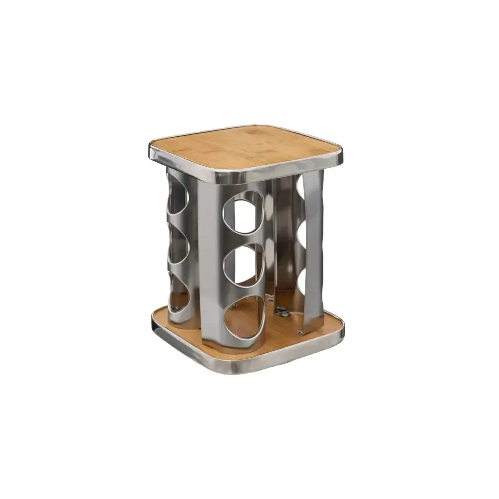 Portaspezie 189583 12 Posti Acciaio/Bamboo 17X17X23Cm 5FIVE - 5FIVE