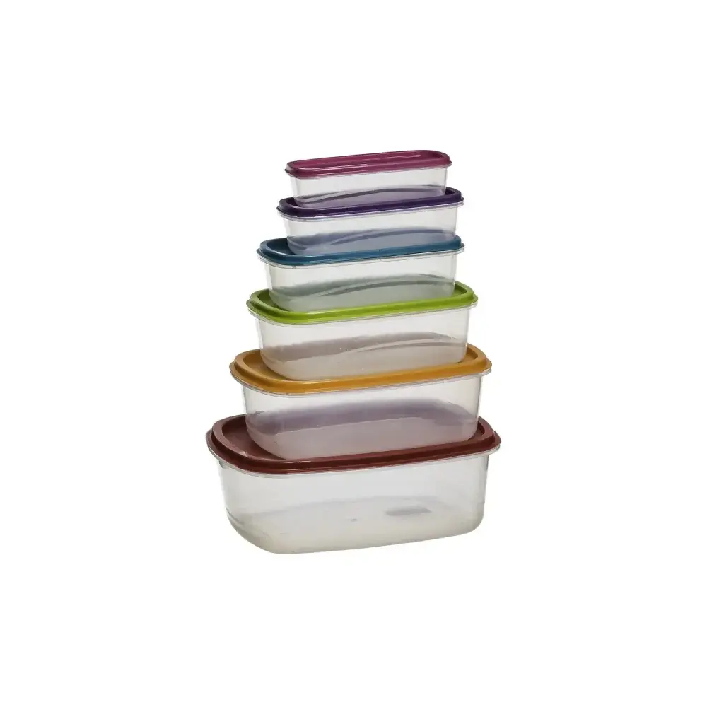 5FIVE Set di 6 Contenitori Rettangolari con Coperchio