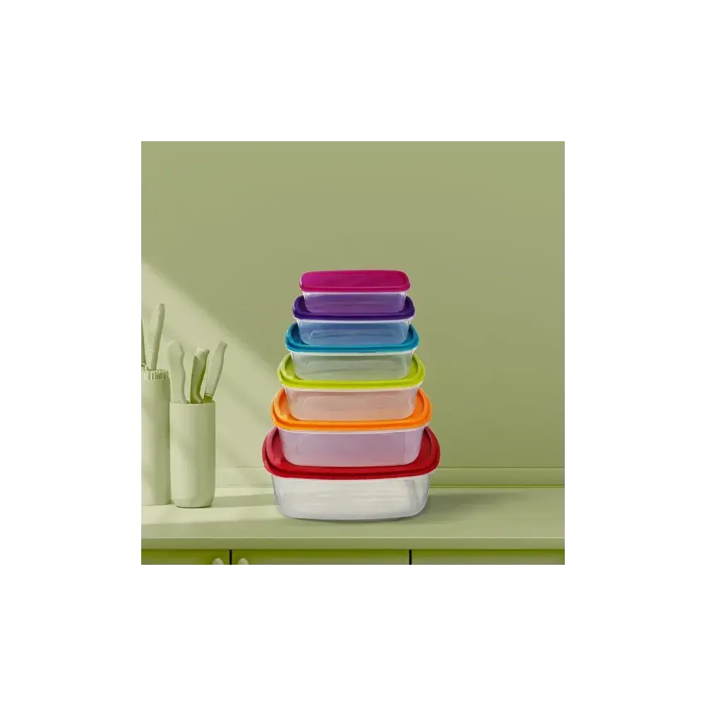 5FIVE Set di 6 Contenitori Rettangolari con Coperchio