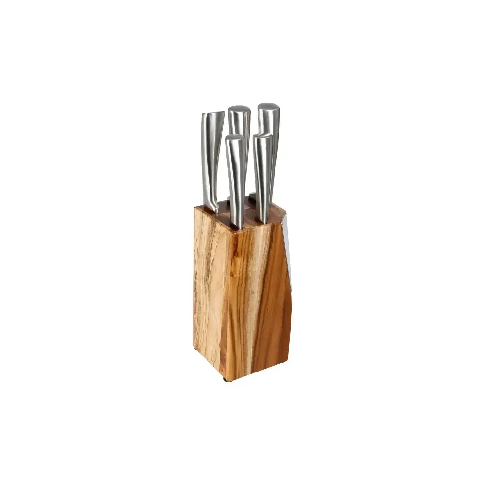 Blocco Coltelli Silver Precision 5 Pezzi con Supporto In Legno Di…