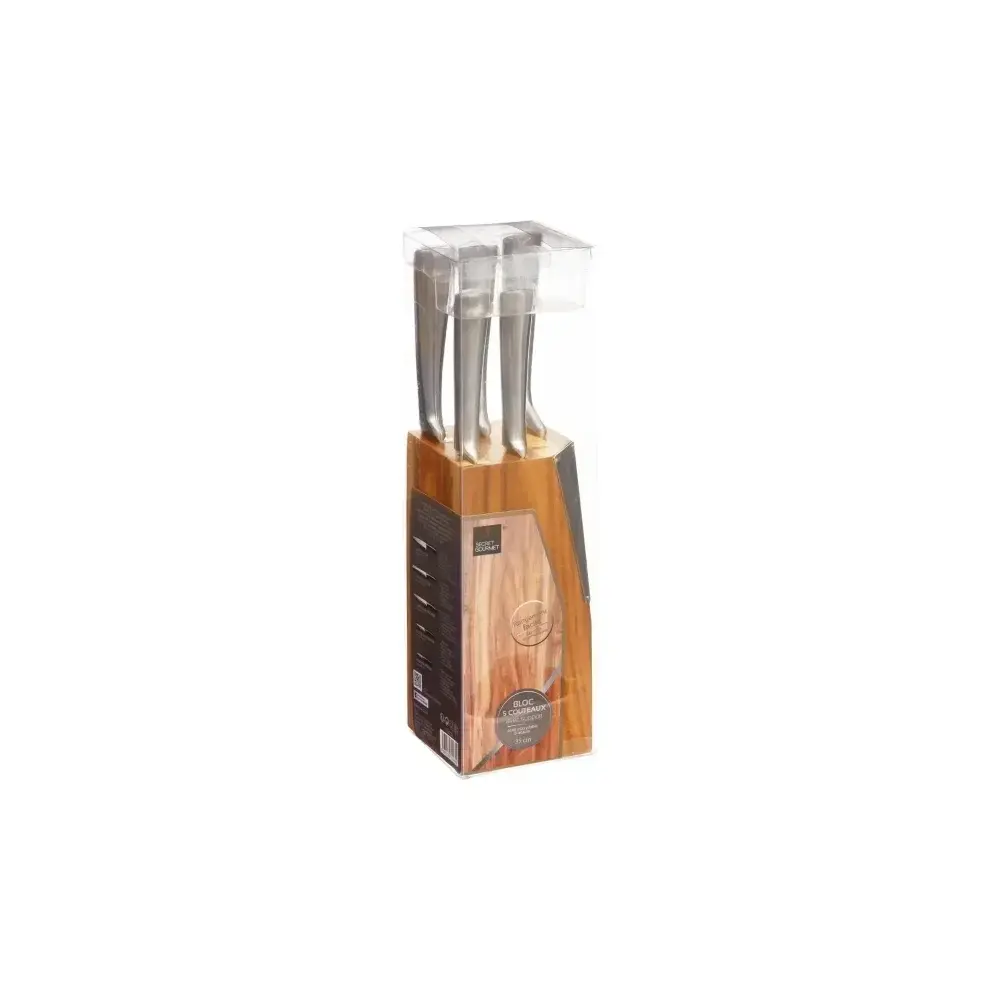 Blocco Coltelli Silver Precision 5 Pezzi con Supporto In Legno Di…