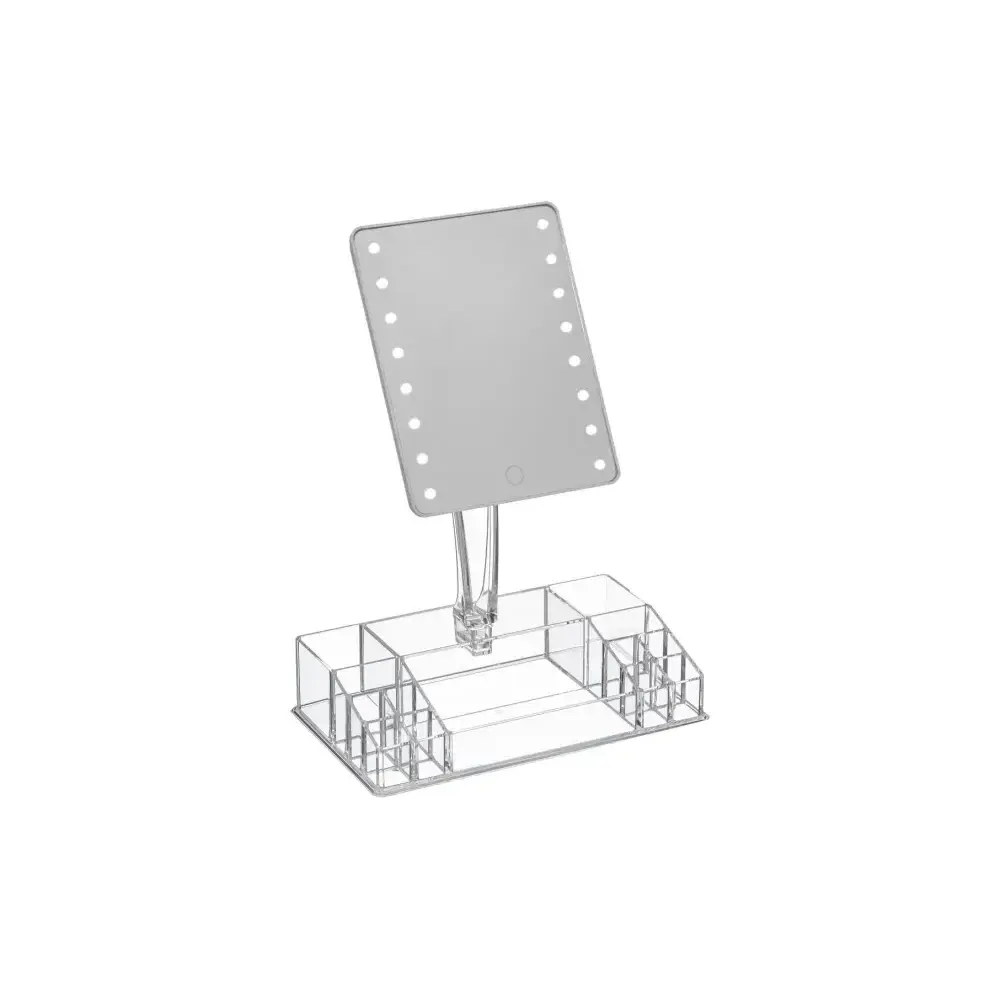 Specchio con Supporto, 14 Scomparti, Acrilico, Organizer, Trucco…