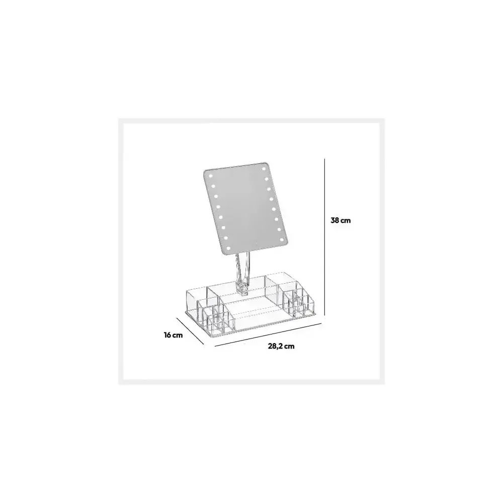 Specchio con Supporto, 14 Scomparti, Acrilico, Organizer, Trucco…