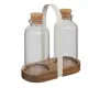 Set Olio E Aceto Harmony In Vetro Boro, Acacia Ferro, L. 19x17 H.