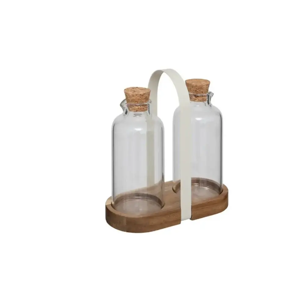 Set Olio E Aceto Harmony In Vetro Boro, Acacia Ferro, L. 19x17 H.