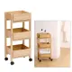 Carrello Di Servizio 3 Ripiani Beige con Dettagli Effetto Rattan Per…