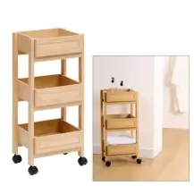 Carrello Di Servizio 3 Ripiani Beige con Dettagli Effetto Rattan Per…