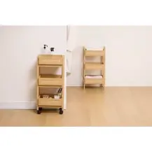 Carrello Di Servizio 3 Ripiani Beige con Dettagli Effetto Rattan Per…