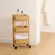 Carrello Di Servizio 3 Ripiani Beige con Dettagli Effetto Rattan Per…