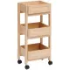 Carrello Di Servizio 3 Ripiani Beige con Dettagli Effetto Rattan Per…