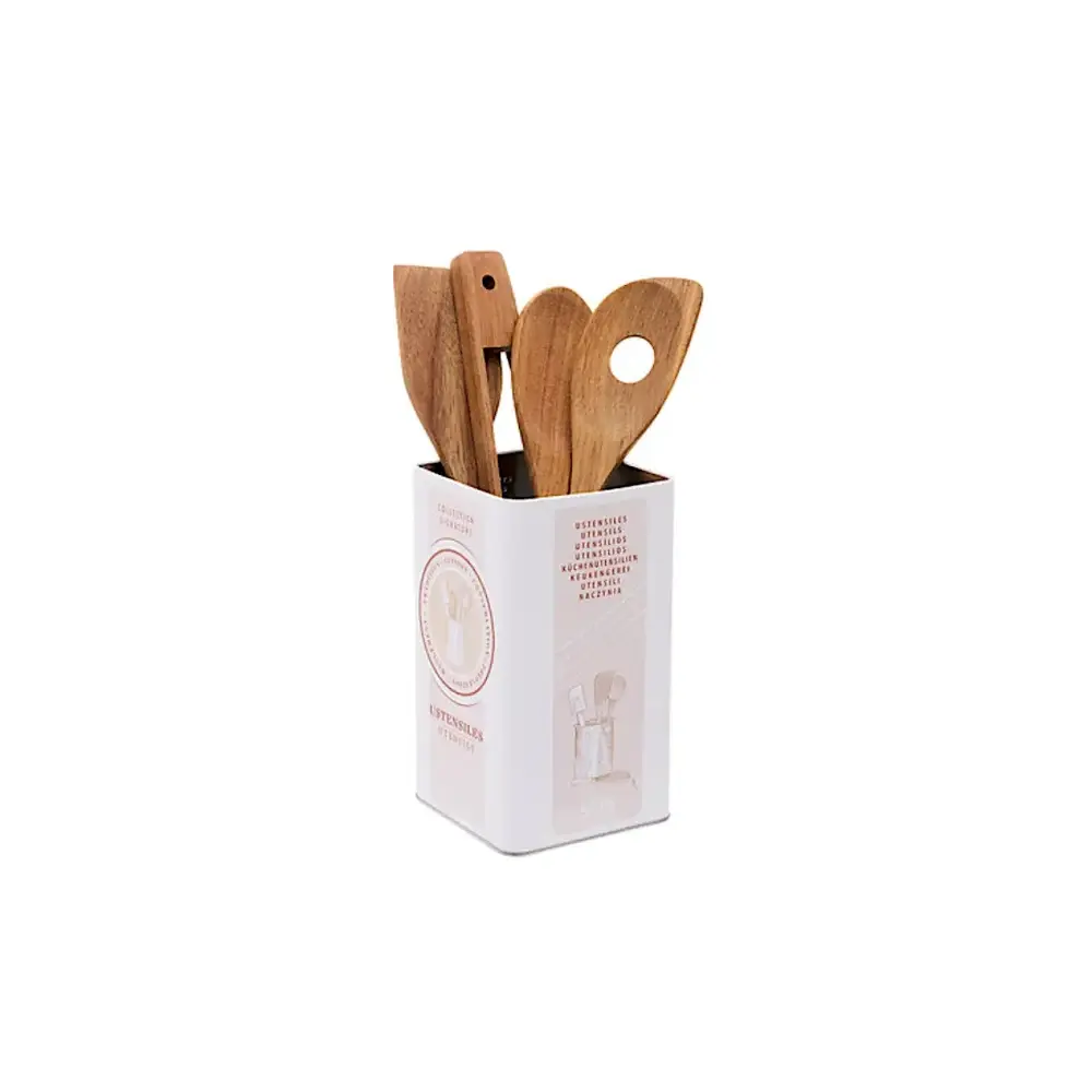 Set 4 Utensili 190252 Acacia con Barattolo Metallo 5FIVE - 5FIVE