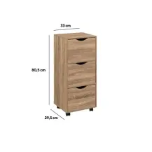 Cassettiera, 3 Cassetti, Mdf, 33X29X80 cm, Naturale, Mobile…