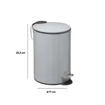 Pattumiera 174528H Bagno 3Lt grigio 5FIVE - 5FIVE