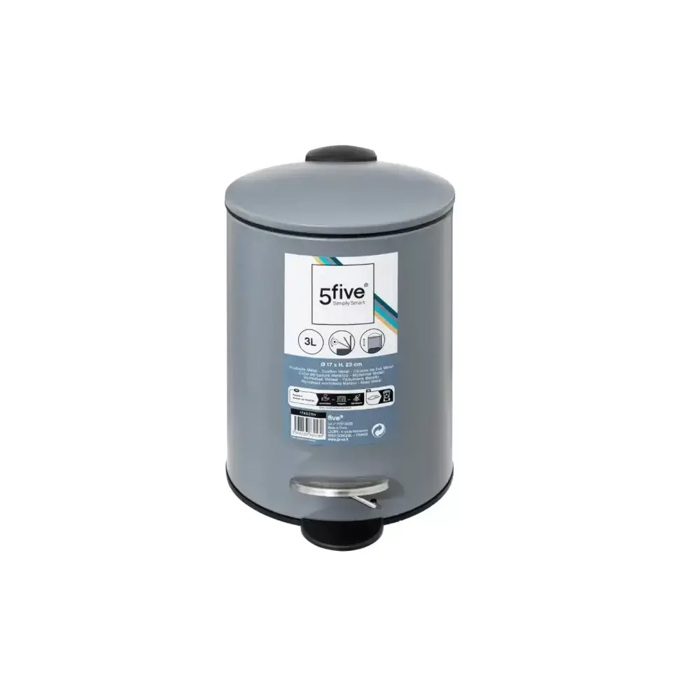 Pattumiera 174528H Bagno 3Lt grigio 5FIVE - 5FIVE