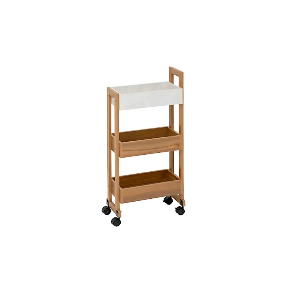 Carrello Bagno Come, 3 Ripiani, 40X20X80 cm, Mdf, con Ruote 5FIVE…