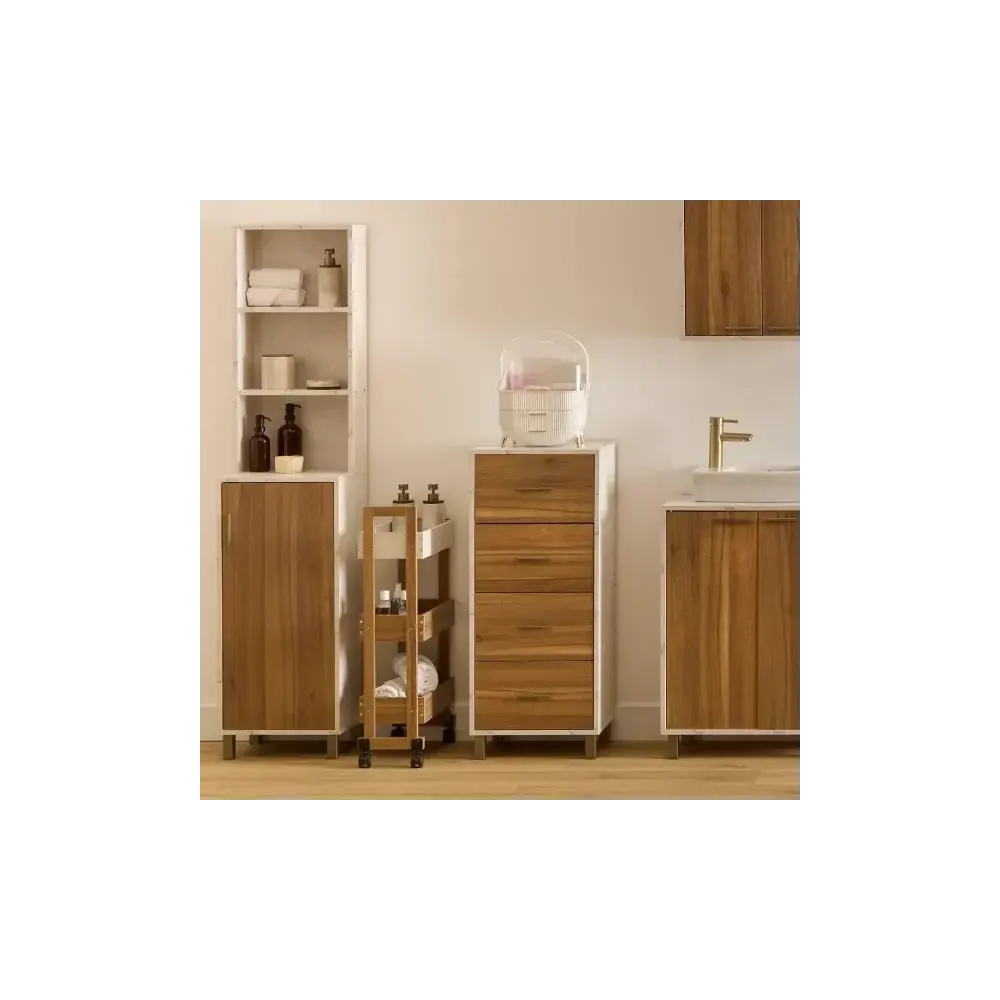 Carrello Bagno Come, 3 Ripiani, 40X20X80 cm, Mdf, con Ruote 5FIVE…
