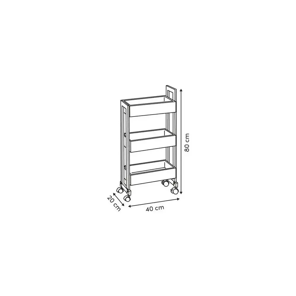 Carrello Bagno Come, 3 Ripiani, 40X20X80 cm, Mdf, con Ruote 5FIVE…