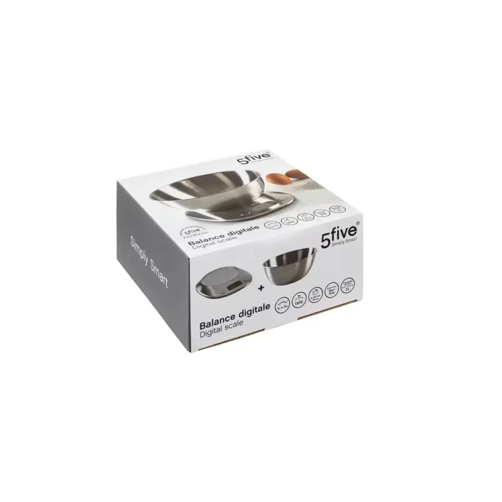 Bilancia Cucina 189397 Digitale 5Kg/1gr con Ciotola Inox 5FIVE - 5FIVE