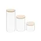 Set 3 Barattoli Ermetici, Vetro Legno, Contenitori Cucina, Alimenti…