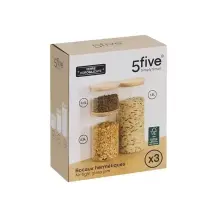 Set 3 Barattoli Ermetici, Vetro Legno, Contenitori Cucina, Alimenti…