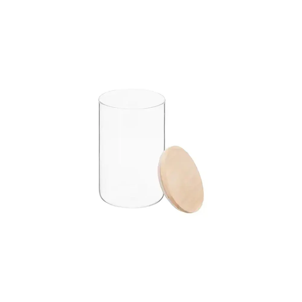 Set 3 Barattoli Ermetici, Vetro Legno, Contenitori Cucina, Alimenti…