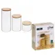 Set 3 Barattoli Ermetici, Vetro Legno, Contenitori Cucina, Alimenti…